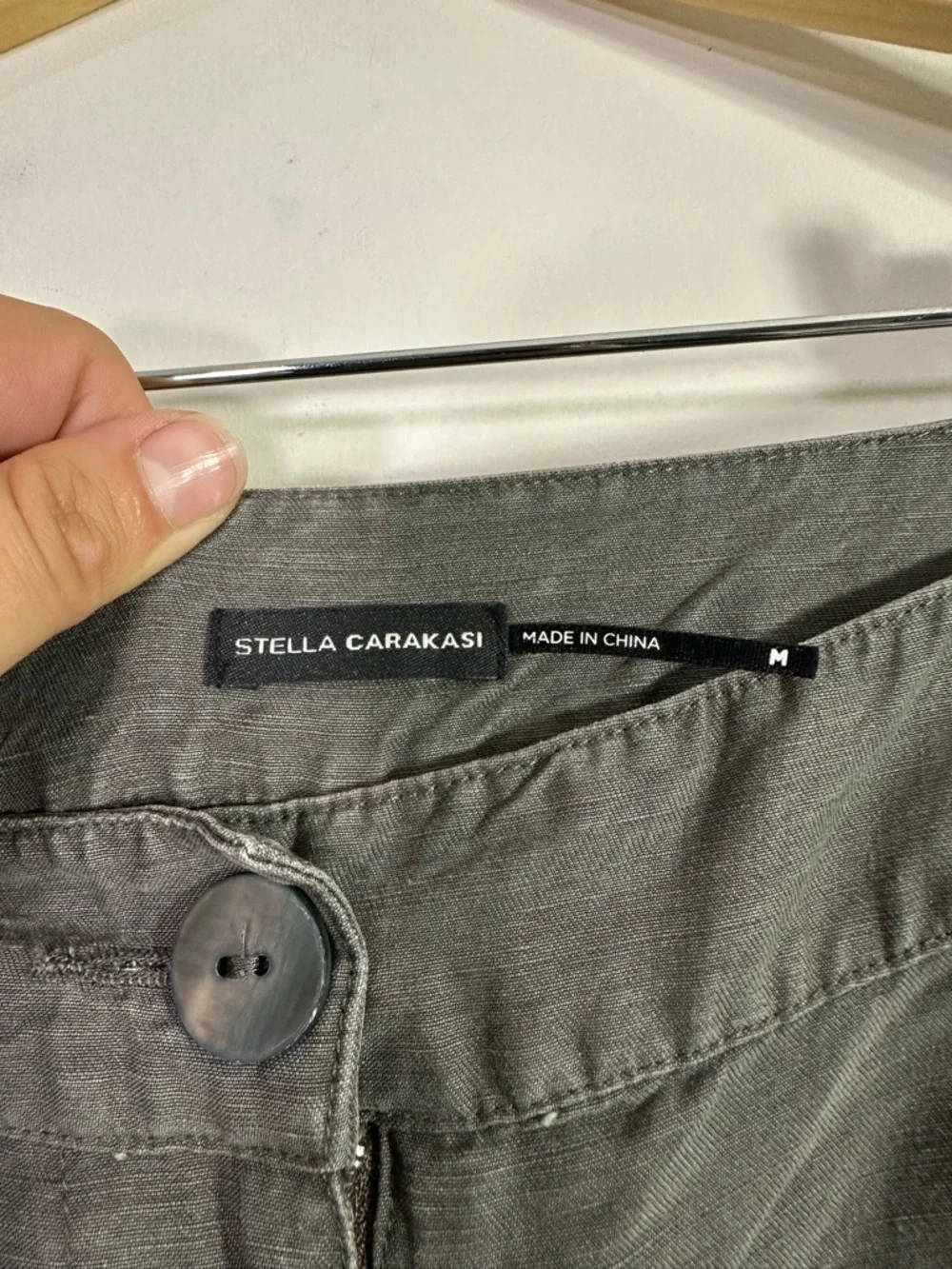 Stella Carakasi Gray Hemp Blend Cropped Wide Leg High Rise Pants